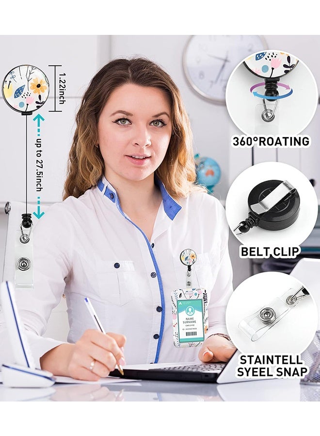 2Pcs ID Badge Holder with Lanyard, Retractable Badge Holders Reels with Lanyards Adjustable, for Women Kids Teacher Nurses Doctor Student - Image 3